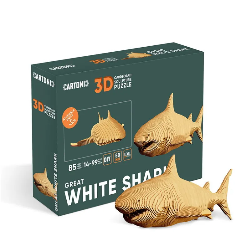 Puzzle sculpture 3D en carton - Requin -<Cartonic Shop