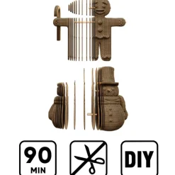 Puzzle sculpture 3D en carton - Bonhomme en pain d'épices & Bonhomme de neige -<Cartonic Outlet