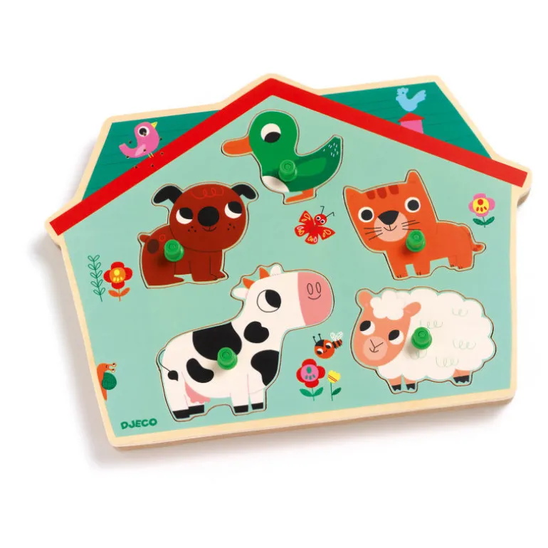 Puzzle sonore en bois 'Ouaf woof' 1707<Djeco Clearance