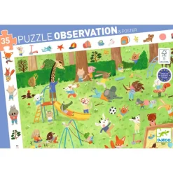 "Le square des petits amis" Puzzle observation 35 pcs 7596<Djeco Cheap