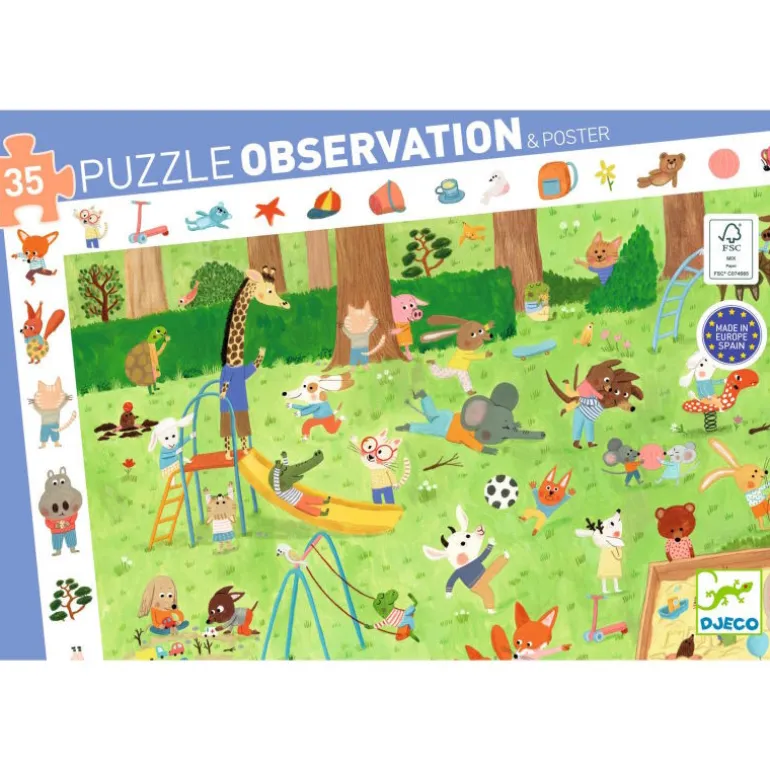 "Le square des petits amis" Puzzle observation 35 pcs 7596<Djeco Cheap