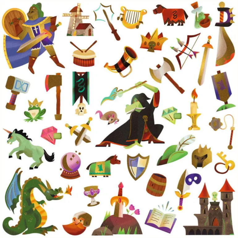 Stickers métallisés "Médiéval fantastique" 9277<Djeco Cheap