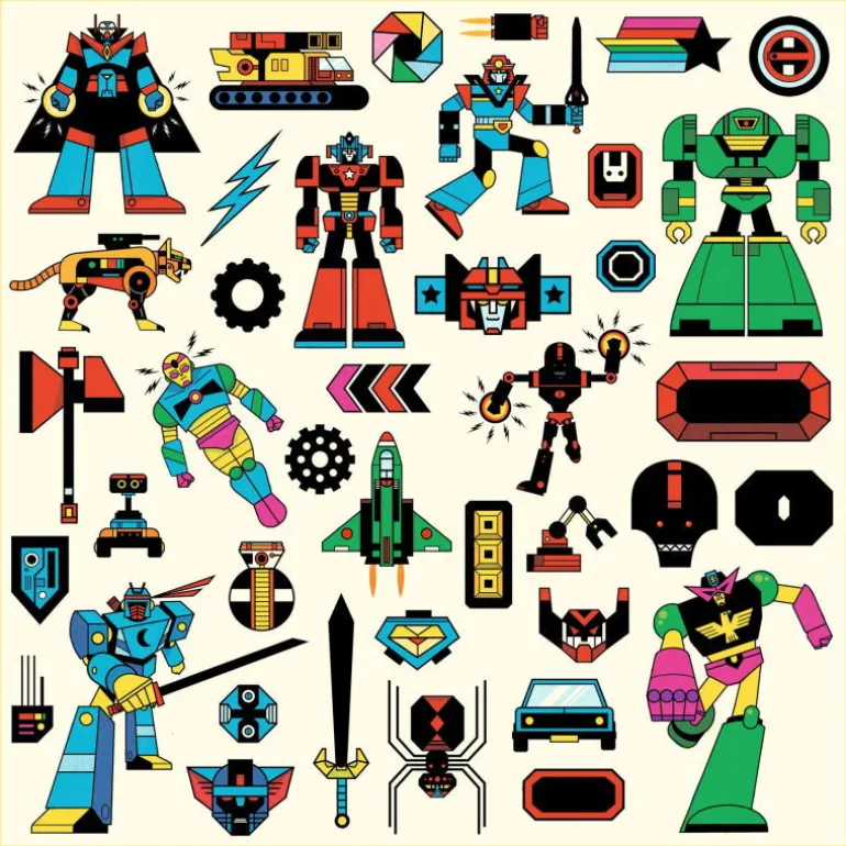 Stickers métallisés "Robots" 9276<Djeco Fashion
