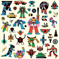 Stickers métallisés "Robots" 9276<Djeco Fashion