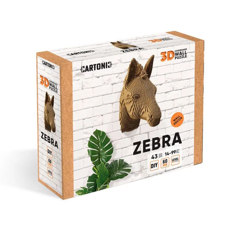 Trophée mural décoratif - Sculpture 3D en carton - Zèbre - Wall puzzle<Cartonic New