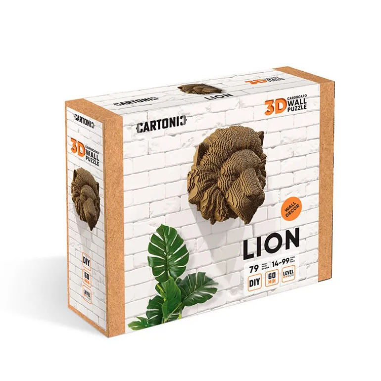 Trophée mural décoratif - Sculpture 3D en carton - Lion - Wall puzzle<Cartonic Flash Sale