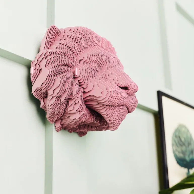 Trophée mural décoratif - Sculpture 3D en carton - Lion - Wall puzzle<Cartonic Flash Sale