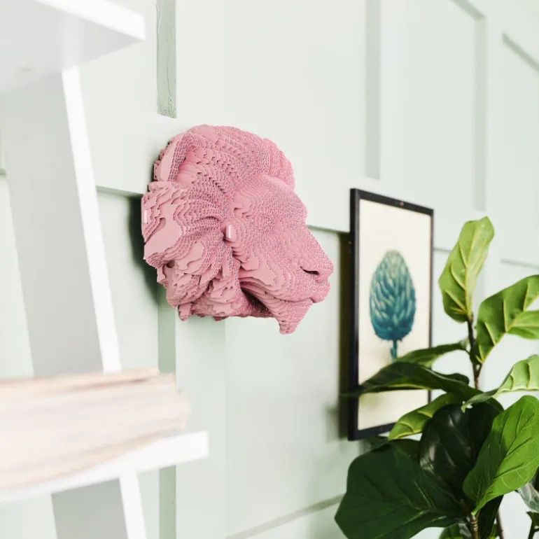 Trophée mural décoratif - Sculpture 3D en carton - Lion - Wall puzzle<Cartonic Flash Sale