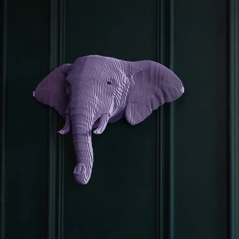Trophée mural décoratif - Sculpture 3D en carton - Eléphant - Wall puzzle<Cartonic Fashion