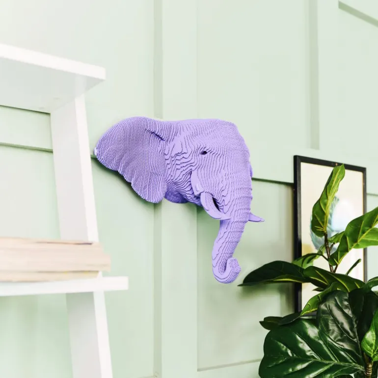 Trophée mural décoratif - Sculpture 3D en carton - Eléphant - Wall puzzle<Cartonic Fashion