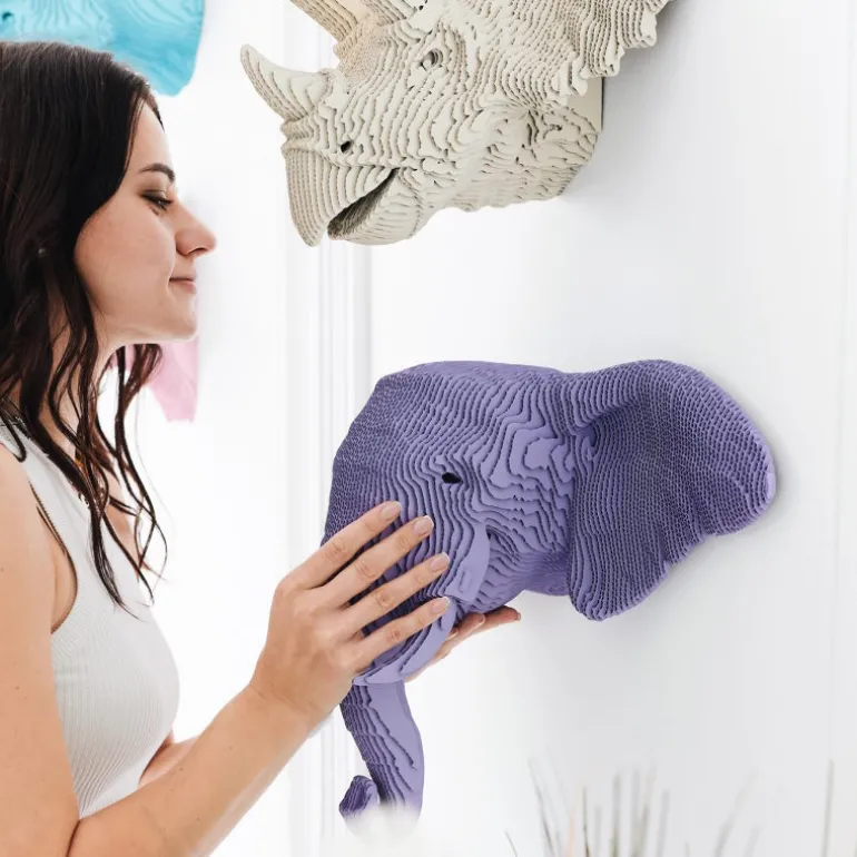 Trophée mural décoratif - Sculpture 3D en carton - Eléphant - Wall puzzle<Cartonic Fashion