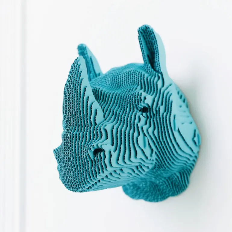 Trophée mural décoratif - Sculpture 3D en carton - Rhinocéros - Wall puzzle<Cartonic Discount