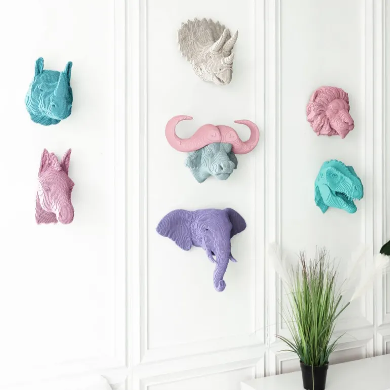Trophée mural décoratif - Sculpture 3D en carton - Rhinocéros - Wall puzzle<Cartonic Discount