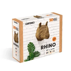 Trophée mural décoratif - Sculpture 3D en carton - Rhinocéros - Wall puzzle<Cartonic Discount
