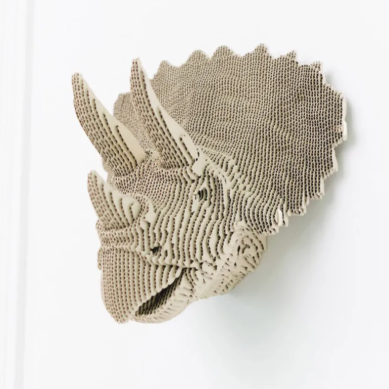 Trophée mural décoratif - Sculpture 3D en carton - Tricératops - Wall puzzle<Cartonic Clearance
