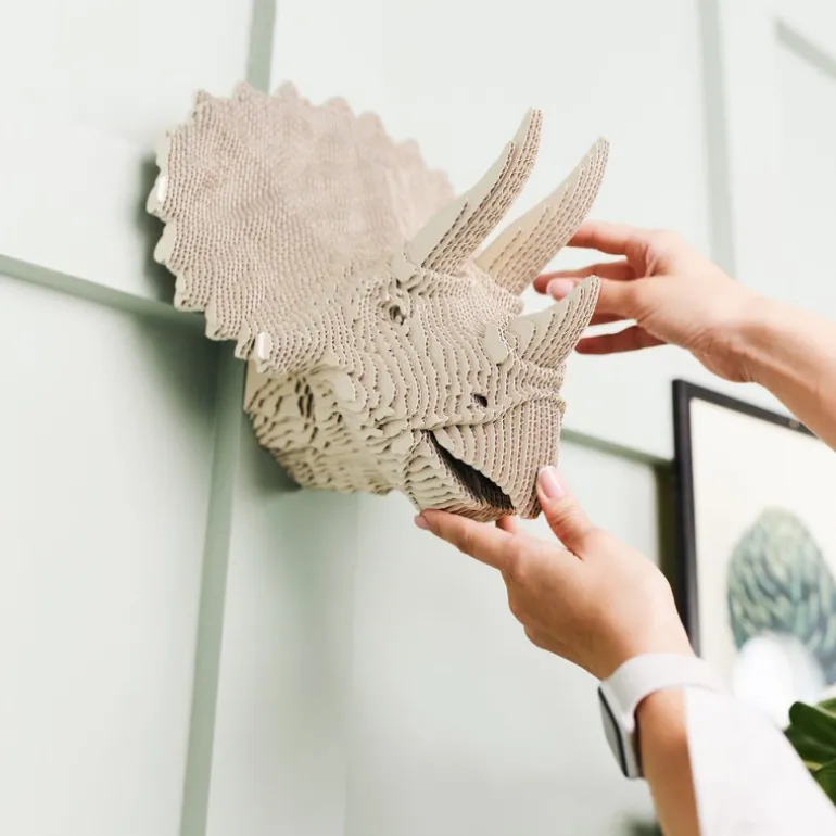 Trophée mural décoratif - Sculpture 3D en carton - Tricératops - Wall puzzle<Cartonic Clearance