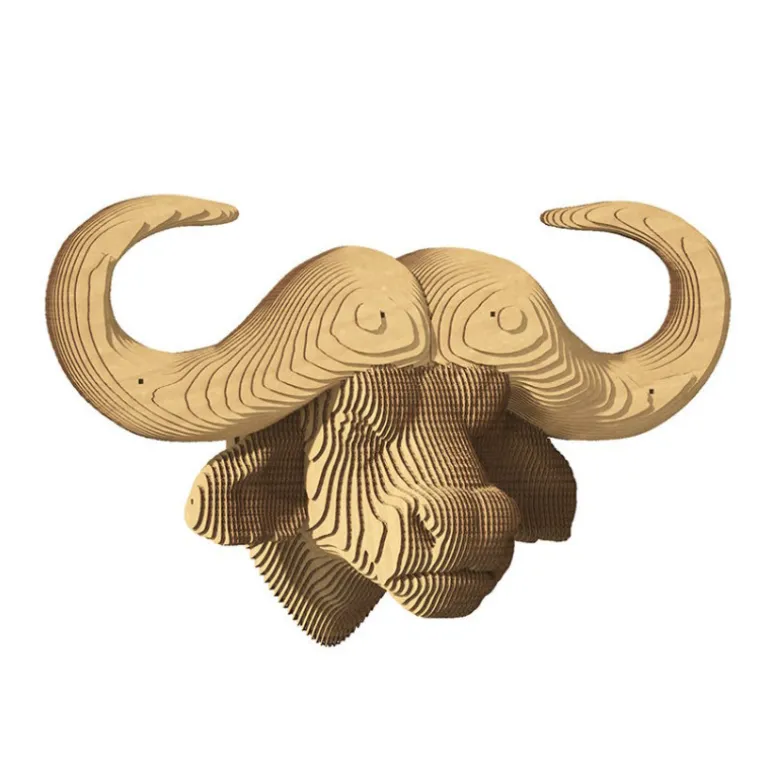 Trophée mural décoratif - Sculpture 3D en carton - Buffle - Wall puzzle<Cartonic Discount