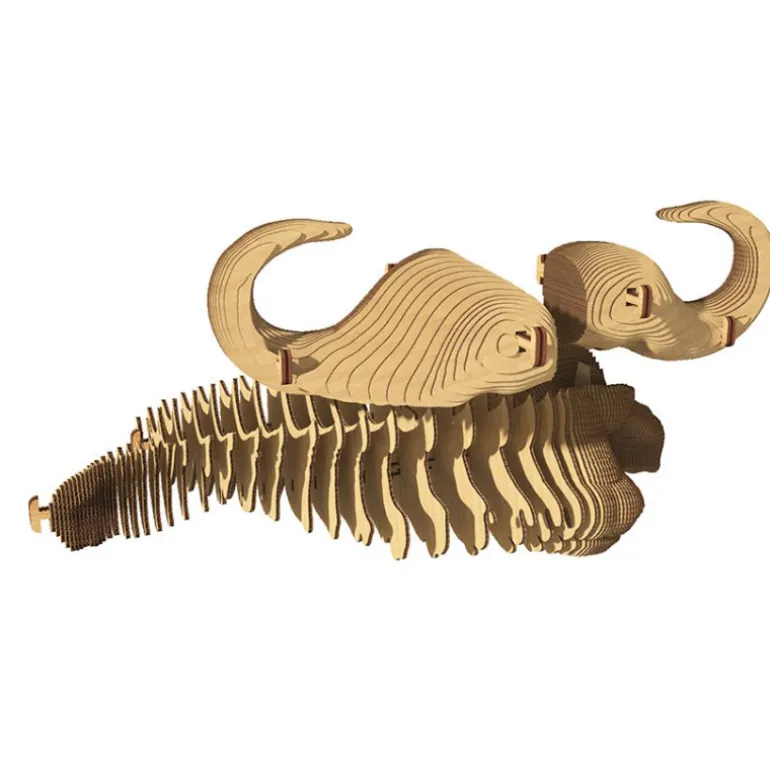 Trophée mural décoratif - Sculpture 3D en carton - Buffle - Wall puzzle<Cartonic Discount
