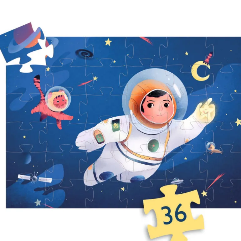 Un astronaute dans la lune, puzzle 36 pcs silhouette 7301<Djeco Sale